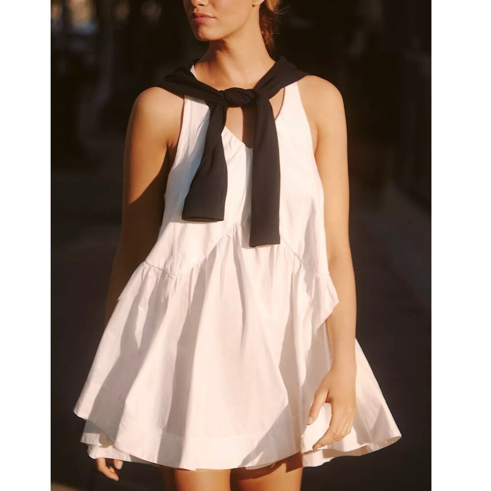 Daily Practice Spring Fling Racerback Mini Babydoll Dress White Size Large